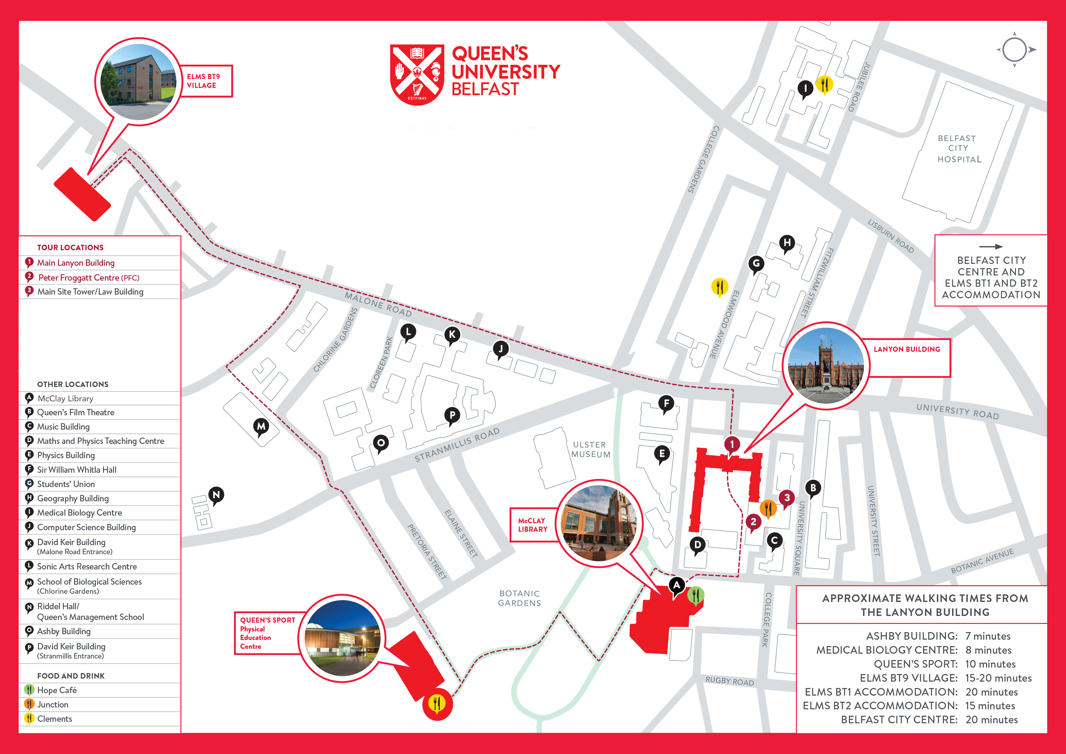 A Map of the Queen's University Belfast campus