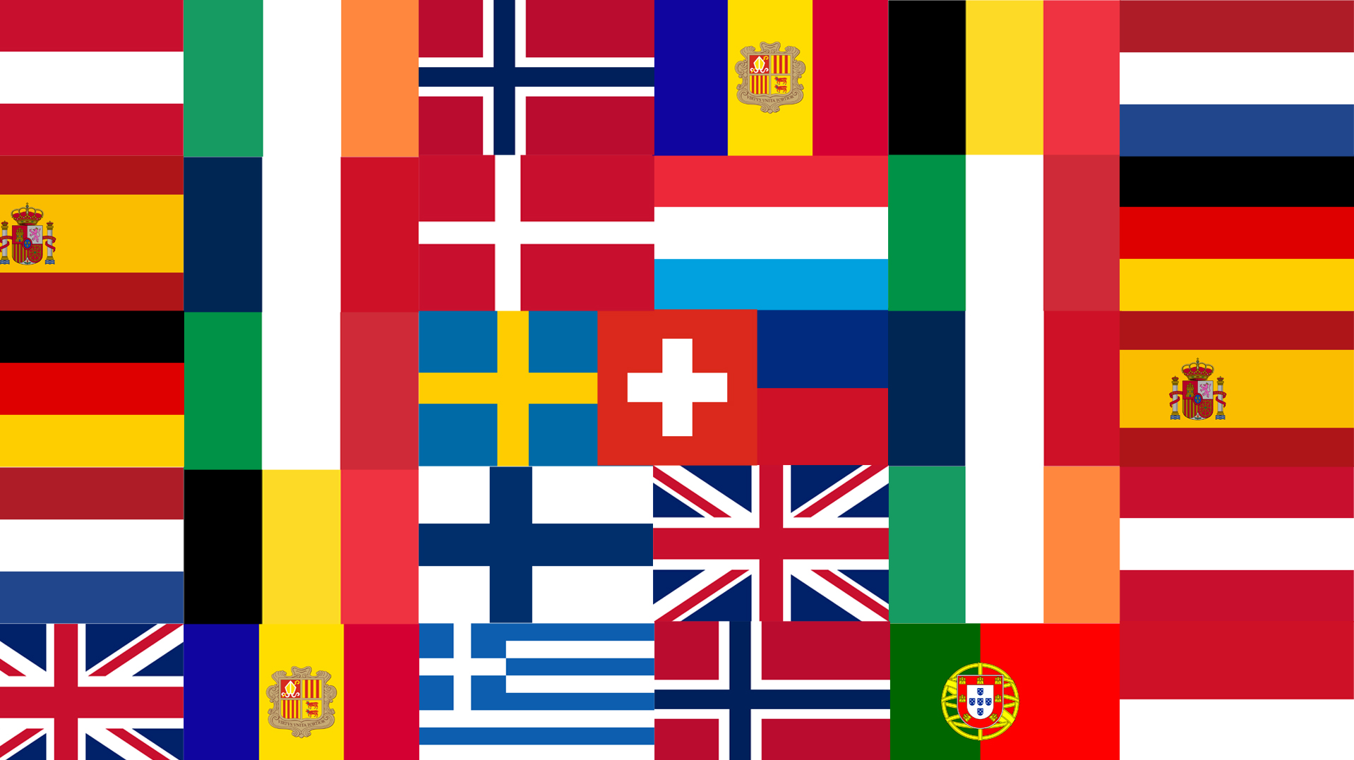 Flags of Western Europe put in a collage